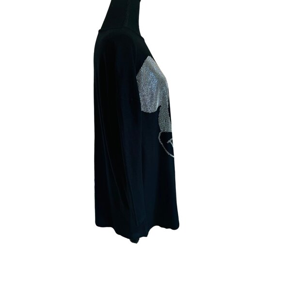 M&V Mickey Mouse Lightweight Oversize Knit Sweater Tunic Black/Silver Glitter M - Picture 4 of 12